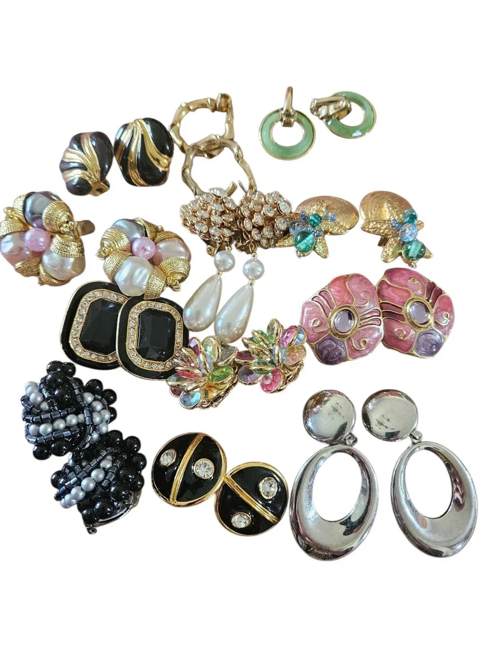 Vintage 80s Clip ON Earrings Set in Multiple Colors 12pair